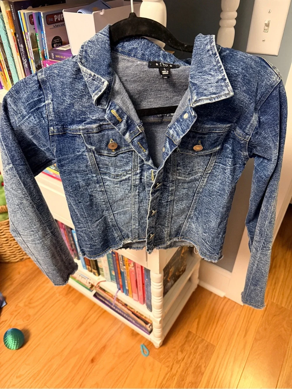 FBZ (Purchased at boutique in Charleston) Girls Blue Acid Wash Denim Jean Jacket
